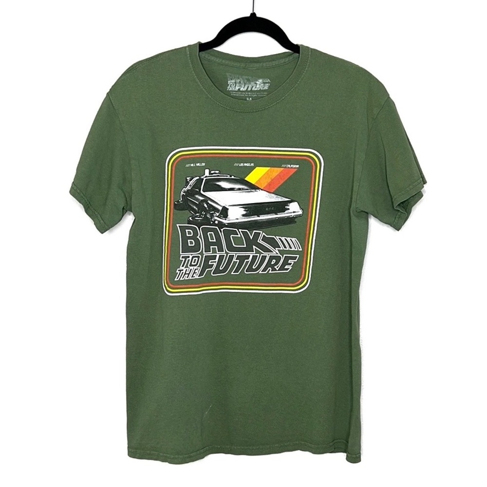 BACK TO THE FUTURE DeLorean Car green Graphic Print tee size Medium
